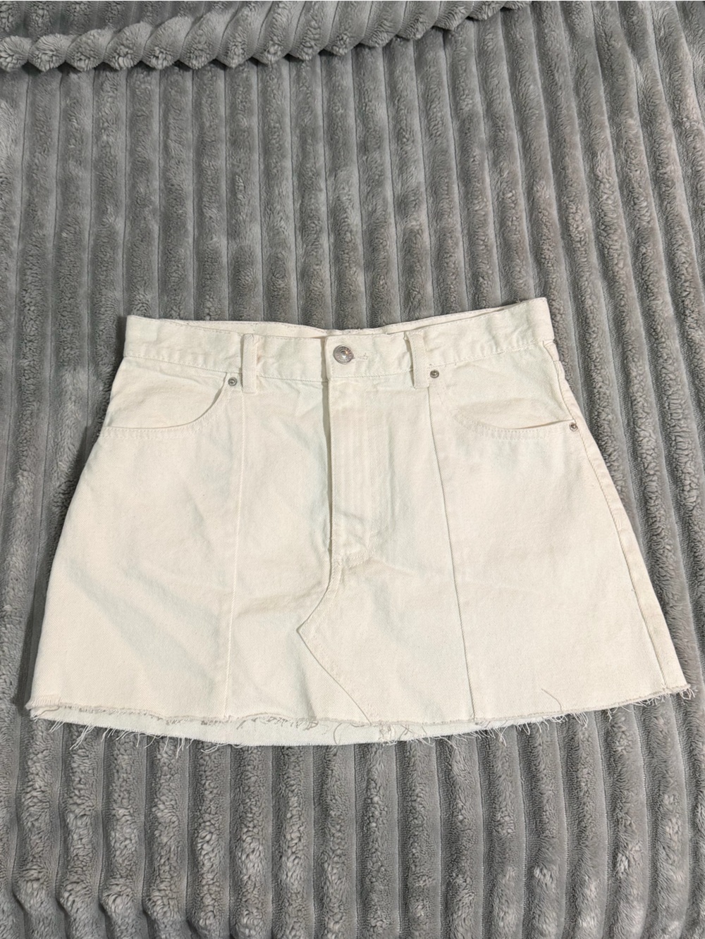 Pull&Bear Cream A-Line Denim Mini Skirt